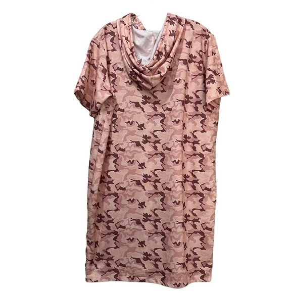 Xersion XL Semi Fit Pink Camo Hooded Shirt Dress O - Picture 2 of 4